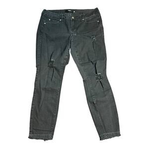 Torrid Black Distressed Womens Jeans Holey 12XT 12 Tall Grunge Goth punk Biker